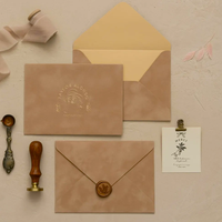Enveloppes d'invitation élégantes personnalisées en velours avec dorure à chaud, enveloppes photo estampillées à chaud avec monogramme pour les invitations de mariage