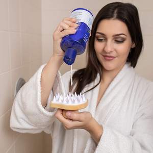 木製ウェットアンドドライヘアスカルプマッサージブラシソフトシリコンブラシヘッドマッサージャーシリコンシャンプーマッサージヘアスカルプコームブラシ - Product Image 6