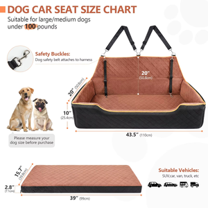 Large <b>Dog</b> Car <b>Seat</b> Solid Animal Design High Density Sponge Travel Bed Washable <b>Cover</b> and Safety Leashes <b>for</b> Medium/Large <b>Dogs</b> - Product Image 2