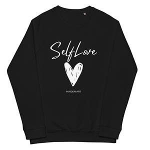 Sweat-shirt unisexe en coton biologique à manches raglan avec motif Self Love - Product Image 3