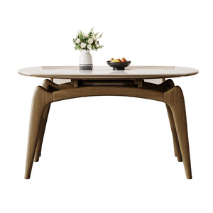 Nordic Minimalist Solid Wood Extendable <b>Round</b> Dining <b>Table</b> For <b>Small</b> Apartment Living Room - Product Image 5