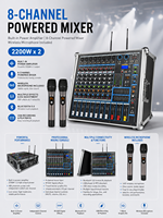 Console de mixage audio professionnelle 8 canaux amplifiée avec 99 DSP, Bluetooth, enregistrement USB et alimentation fantôme 48V pour scène, mariage et système de sonorisation