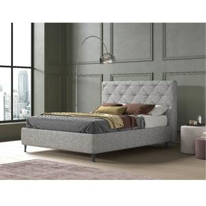Letto matrimoniale con contenitore in tessuto grigio chiaro - Product Image 1