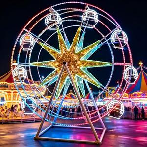 Lumière LED personnalisée en forme de grande roue 3D, motif en étoile, étanche IP65, qualité commerciale, sculpture pour <span class=keywords><strong>Noël</strong></span> et le Nouvel An, aménagement paysager - Product Image 1