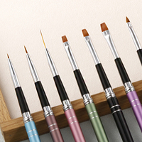 Pinceau de luxe pour nail art avec poils de Kolinsky et manche ovale, pour traçage et gravure, ensemble complet d'outils pour vernis gel UV