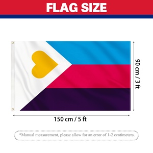 Bandera del Orgullo Poliamoroso con Corazón Amarillo 3x5 pies, Poliéster Personalizado, Lista para Enviar, Venta al Por Mayor, Personalizada para Eventos del Día Nacional - Product Image 2