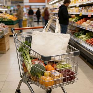 Sac fourre-tout en toile vierge écologique personnalisable, sac à main réutilisable, sac de courses - Product Image 3