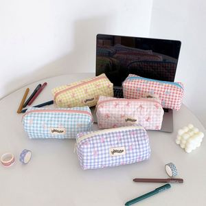 Pochette à stylos portable, pochette matelassée douce, organisateur à fermeture éclair, rangement pour maquillage, trousse à crayons mignonne - Product Image 2