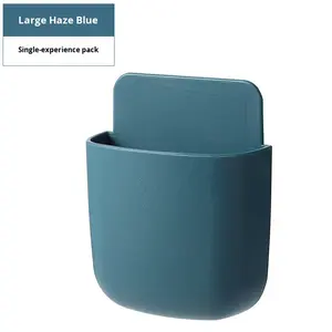 Caja de almacenamiento de control remoto de plástico para TV AC moderno montado en la pared único estante de carga de teléfono de cabecera sostenible estante sin Taladro - Product Image 6