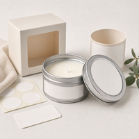 Bougie parfumée personnalisée en boîte argentée de 70g avec service d'étiquetage pour la décoration de la maison en période de fêtes