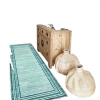 Lahome Modern Abstract Faux Wool Runner Rug Washable Non-Slip Rubber Backing Low-Pile Soft Teal 2x6 for Entryway Hallway