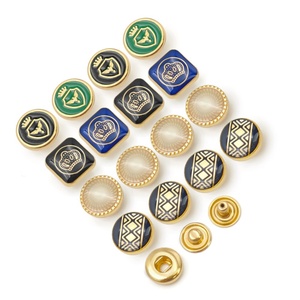 Classic Metal Shank <b>Buttons</b> with Embossed Logo Diamond Pattern Round Nickel-Free Gold Plated - Product Image 2