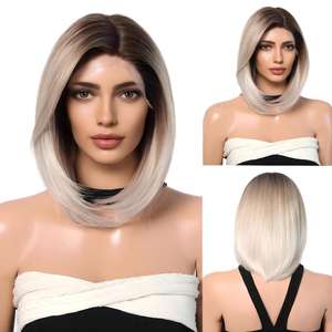 Nouveaux produits Perruques Lace Front HD 13x6 Obmer <span class=keywords><strong>Blond</strong></span> Platine Bob, Cheveux Synthétiques, Raie Libre, Ligne de Cheveux Naturelle, Perruque Invisible - Product Image 1
