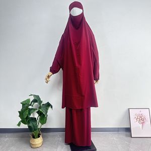 2024 High Quality Traditional Islamic Clothing Women Prayer Dress Khimar Abaya Muslim Islamic Clothing Two Piece Set <strong>Jilbab</strong>