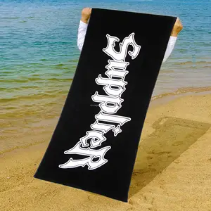 Personalized Custom Private Label Velour Terry Digital Active Print Cotton Towel Beach Pool Bath Towel With Logo