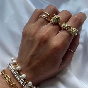 Anello Gemnel <span class=keywords><strong>2026</strong></span> in Argento 925 Placcato Oro con Leopardo, Gioielleria Artigianale di Alta Qualità - Product Image 2