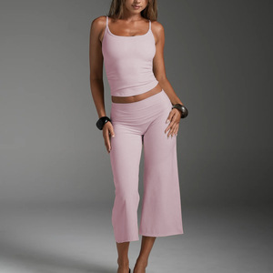 Nuovissimo Set Sportivo 2026 in Nero e Rosa, Top <span class=keywords><strong>Canotta</strong></span> e Pantaloni a Zampa per <span class=keywords><strong>Fitness</strong></span> e Palestra, per <span class=keywords><strong>Donna</strong></span> - Product Image 6