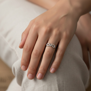 Anillo de Compromiso de Alta Calidad con Diseño Romántico de Lazo, Oro Blanco de 18K, Diamante Natural Real, Engaste Semi-Montado para Chicas - Product Image 4