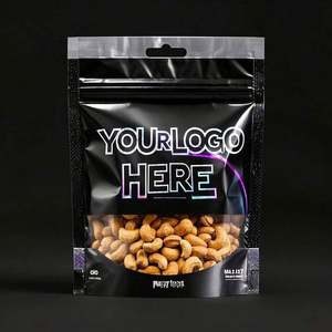 Sacs en mylar noir mat imprimés sur mesure pour aliments, fenêtre d'emballage en feuille d'impression par héliogravure au détail pour noix de cajou, chewing-gum, sushi - Product Image 3