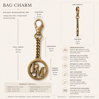 Pendentif cercle personnalisé gravé avec initiales, breloque de sac avec chaîne, finition or ou argent pour sac à main, étiquette de sac personnalisée