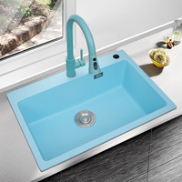 Évier de cuisine en pierre de Quartz artificielle de luxe, personnalisé de haute qualité, facile à nettoyer, épais, carré
