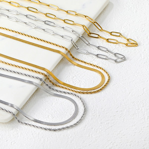 Collier ras du cou double couche style européen et américain, plaqué or 18 carats, en acier inoxydable, bijou tendance - Product Image 1