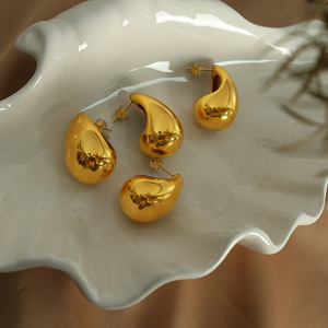 ต่างหูทรงหยดน้ำสีทอง โลหะผสมสังกะสี EH46 เครื่องประดับแฟชั่นสำหรับใส่ทุกวัน - Product Image 3