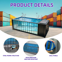Piscine préfabriquée en conteneur de 40 pieds, spécifications suédoises, avec terrasse en bois, acier anticorrosion, villa modulaire extérieure, jardin moderne