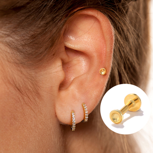 Clous de piercing pour nombril en argent sterling S925, finition brillante, à dos plat, filetés, 16G - Product Image 3