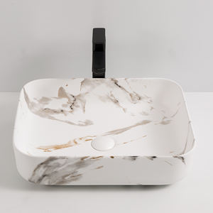 YINGJIE Baskom Keramik Persegi Panjang Desain Eropa Bak Kamar Mandi CUPC Marbl Counter Atas untuk Hotel - Product Image 3
