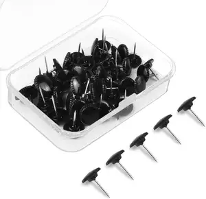 100 Pcs Black Push Pins,Round Push Pins with Tooth for Posters, Office, Photo Maps