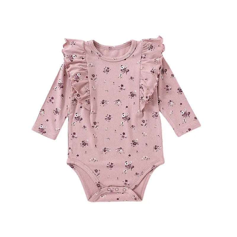 Fabrik Großhandel Baby Mädchen Stram pler Neugeborene Langarm Kleidung 100% Baumwolle Säugling Jumps uit Outfits Kleinkind tragen