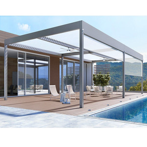 Pérgola con Panel Solar TOMA As2047, Pérgola Impermeable para Terraza, Pérgola con Techo Abatible Eléctrico para Exteriores - Product Image 4