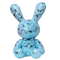 Peluche Lapin Mignon et Coloré Effet Peau Brillante, Super Doux, Brodé, Rembourré de Coton PP, Anti-Stress