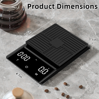 Balance à café numérique intelligente 2 kg 0,1 g avec minuterie LED précise et 3 modes, balance électronique pour barista