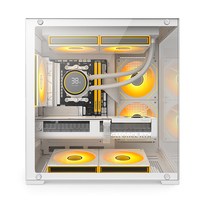 Boîtier M-ATX panoramique vue mer, design incliné, tour de jeu noire, châssis PC en verre intégral 270°, supportant une carte graphique de 335 mm et 7 ventilateurs
