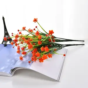 Vente en gros 7 fourchettes petite herbe de printemps Camélia fleur artificielle décoration en vrac fleurs artificielles