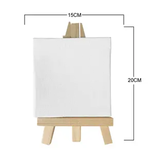 Groothandel White Kid Hout Display Mini Schildersezel Stand En Schilderen Canvas Set