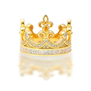 Cadermay Crown <b>Ring</b> <b>925</b> <b>Silver</b> Moissanite Pave Setting Cocktail <b>Ring</b> Unisex Party Jewelry - Product Image 5