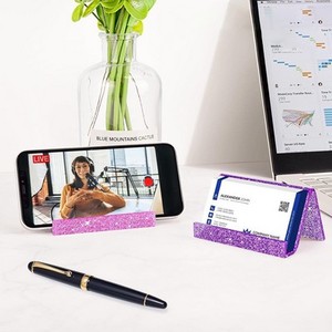 Support de téléphone portable en acrylique avec logo imprimé en plusieurs couleurs, porte-cartes de visite pour bureau - Product Image 5