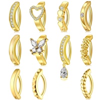 Stok Grosir Siap Kirim & Perhiasan Tindik Pusar Titanium G23 F136 Custom Clicker Belly Ring CZ Dangle Multi Style Pabrik OEM