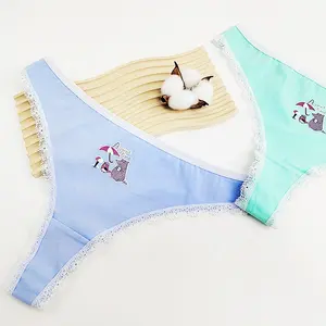 Ladies comfortable cotton Panties hot print style sexy lace breathable thong