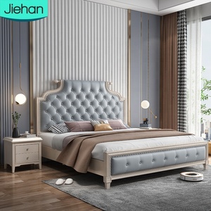 Cama de Diseño Antiguo de Lujo Ligero 2021 para Dormitorio Principal, Moderna, de Cuero y Madera Maciza, con Marco de 1.8m, Tamaño Doble <span class=keywords><strong>Queen</strong></span> - Product Image 1