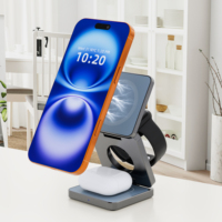 Station de charge sans fil magnétique 3-en-1 25W, pliable, réglable, portable, charge rapide pour téléphone portable intelligent