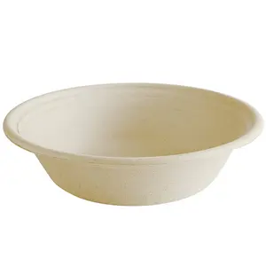 No Added Pfas Customized Disposable Microwavable Blend Round Pulp 20 30 36oz Bagasse Round Salad Bowl Food Container