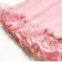 2689 Robe pour femme de haute qualité, nouvelle mode estivale, tricotée élastique, à manches courtes, patchwork, dentelle, sexy, coupe ajustée