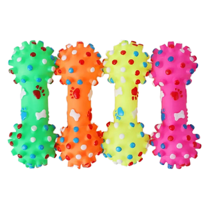 Jouets pour chiens en forme d'haltères à picots, écologiques, en vinyle, parlants, pour le broyage et le nettoyage des dents, vente en gros - Product Image 1