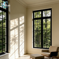 Ventana de Aluminio Estilo Francés Hecha a Medida con Vidrio Laminado para Arquitectura Residencial Europea