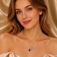 LUOYUNE Vente en gros ODM&ODM Collier avec pendentifs en laiton plaqué or 18K, style fruits (pomme, cerise, poivron) avec zircone cubique, pour cadeau et vente en gros
