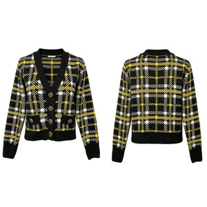 Maglione Vintage da Donna, <span class=keywords><strong>Cardigan</strong></span> Corto <span class=keywords><strong>con</strong></span> Bottoni di Perle, Abbigliamento a Righe a Maniche Lunghe Lavorato a Maglia Personalizzato - Product Image 2